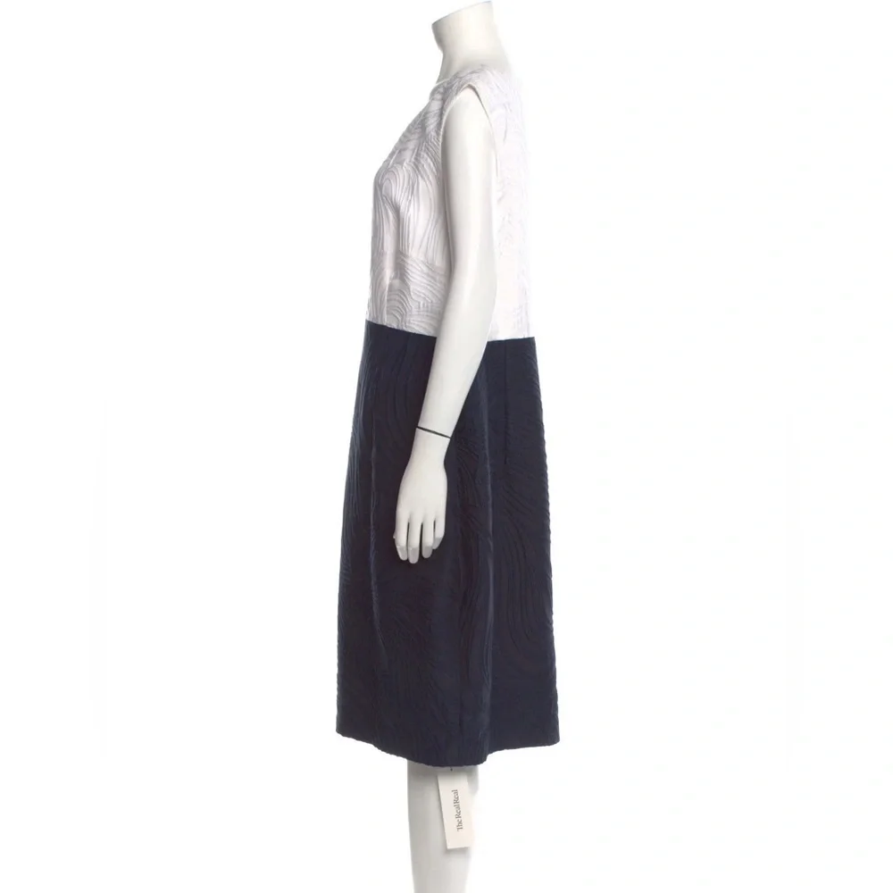 Escada Colorblock Pattern Midi Length Dress, Blue/White 16571